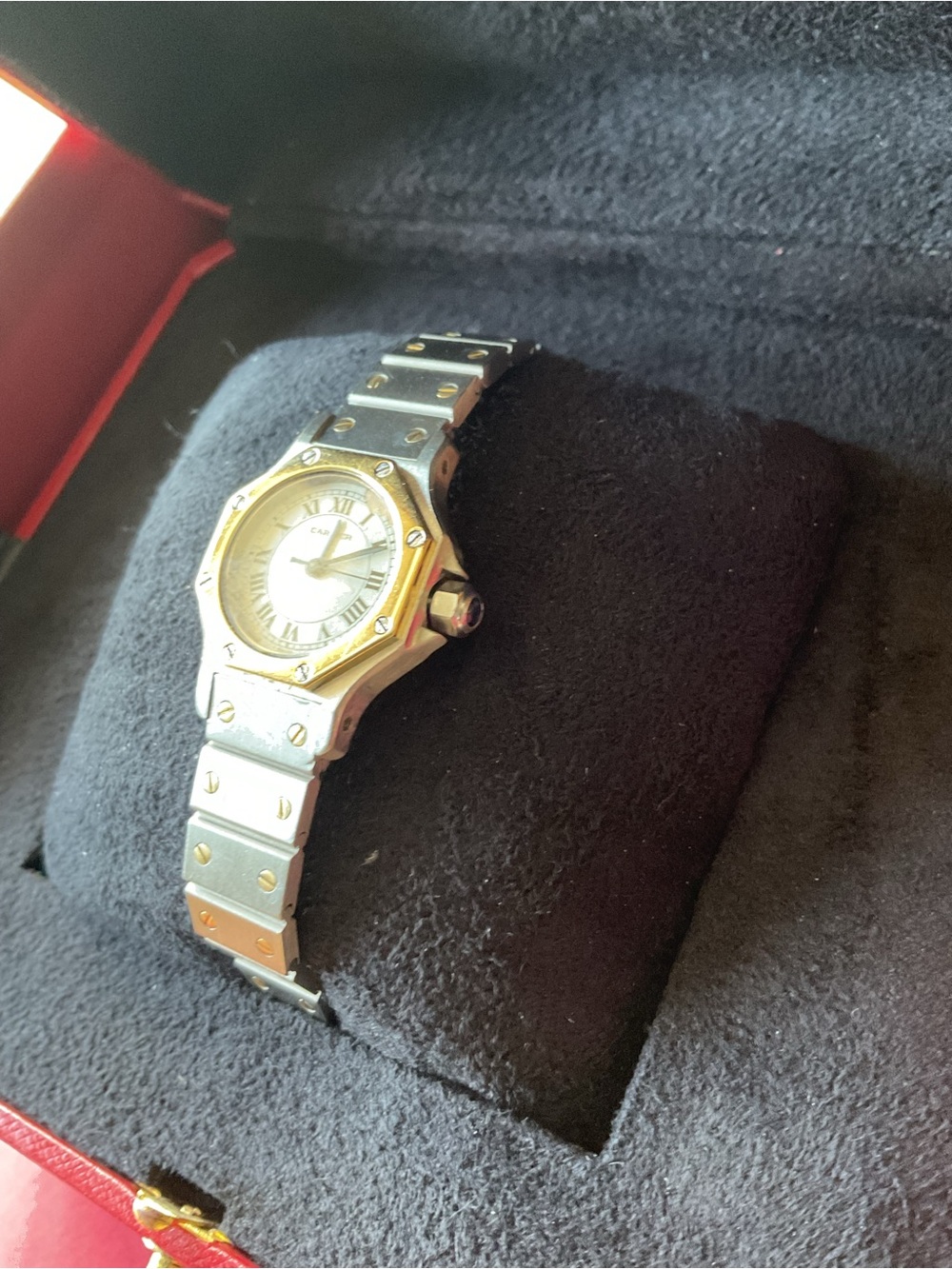 Cartier Two-Tone Silver and 18k Gold Santos Women's Watch